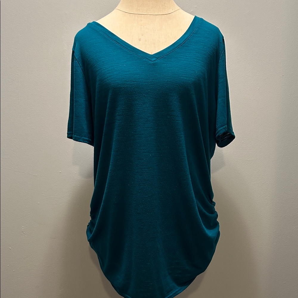 Avenue Teal V-Neck Short Sleeve Top
